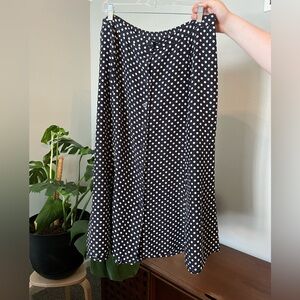 Vintage Elisabeth (Liz Clairborne) midi skirt navy blue polka dots Size 14